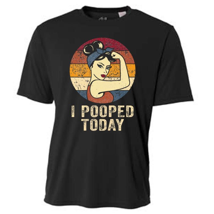 Funny I Pooped Today Retro Rosie Funny Humor I Pooped Cooling Performance Crew T-Shirt