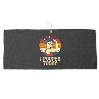 Funny I Pooped Today Retro Rosie Funny Humor I Pooped Large Microfiber Waffle Golf Towel