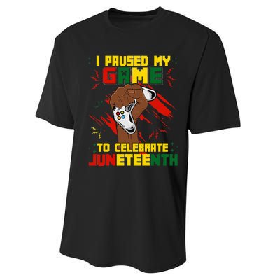 Funny I Paused My Game To Celebrate Juneteenth Black Gamers Performance Sprint T-Shirt