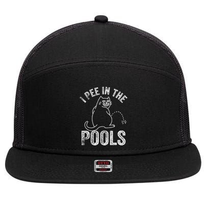 Funny I Pee In Pools Summer Vacation Men Women 7 Panel Mesh Trucker Snapback Hat