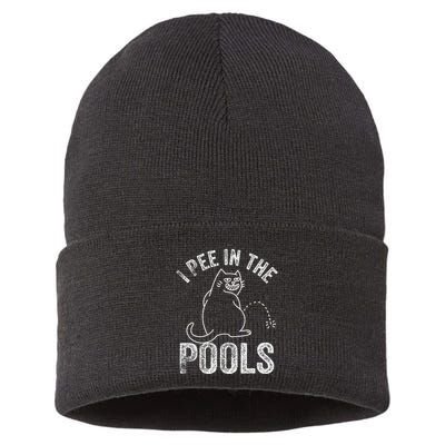 Funny I Pee In Pools Summer Vacation Men Women Sustainable Knit Beanie