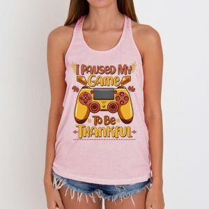 Funny I Paused My Game To Be Thankful Women's Knotted Racerback Tank