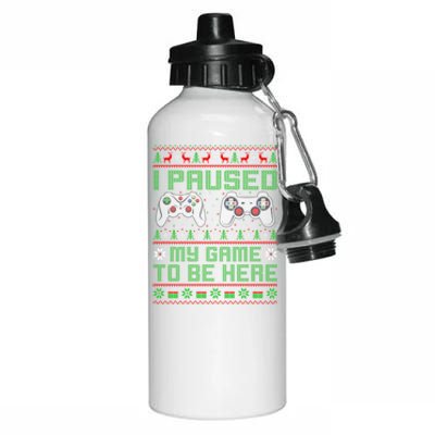 Funny I Paused My Game To Be Here Ugly Video Game Christmas Gift Aluminum Water Bottle 