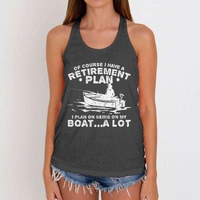 Funny I Plan On Beeing On My Boat Retirement Boat Women's Knotted Racerback Tank