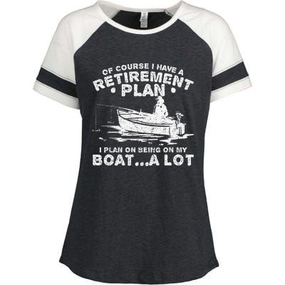 Funny I Plan On Beeing On My Boat Retirement Boat Enza Ladies Jersey Colorblock Tee