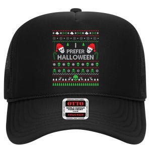 Funny I Prefer Halloween Christmas Sweater Best Ugly Xmas High Crown Mesh Back Trucker Hat