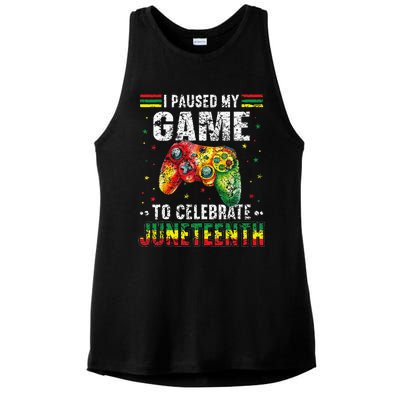 Funny I Paused My Game To Celebrate Junenth Black Gamers Ladies PosiCharge Tri-Blend Wicking Tank