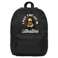 Funny I Put The Lit In Literature Gift Retro Funny Shakespeare Gift 16 in Basic Backpack