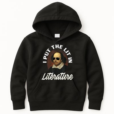 Funny I Put The Lit In Literature Gift Retro Funny Shakespeare Gift Kids Hoodie