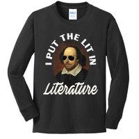 Funny I Put The Lit In Literature Gift Retro Funny Shakespeare Gift Kids Long Sleeve Shirt