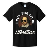 Funny I Put The Lit In Literature Gift Retro Funny Shakespeare Gift Kids T-Shirt