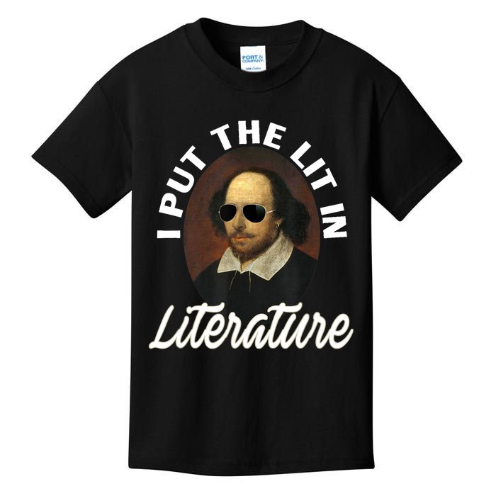 Funny I Put The Lit In Literature Gift Retro Funny Shakespeare Gift Kids T-Shirt