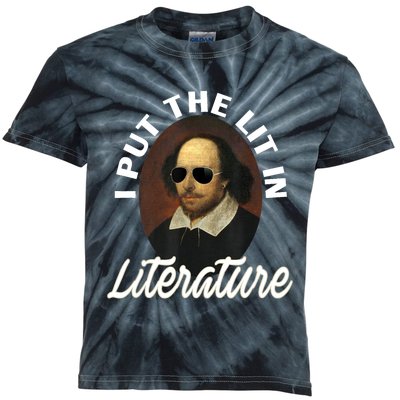 Funny I Put The Lit In Literature Gift Retro Funny Shakespeare Gift Kids Tie-Dye T-Shirt