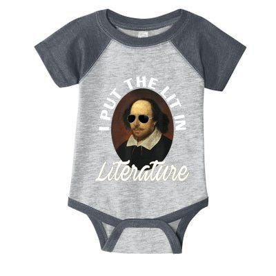 Funny I Put The Lit In Literature Gift Retro Funny Shakespeare Gift Infant Baby Jersey Bodysuit