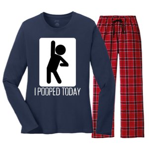 Funny I Pooped Today Humor I Pooped Women's Long Sleeve Flannel Pajama Set 