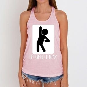 Funny I Pooped Today Humor I Pooped Women's Knotted Racerback Tank