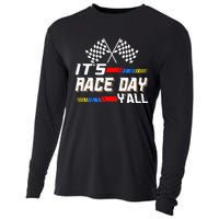 Funny Its Race Day Yall Checkered Flag Racing Track Cooling Performance Long Sleeve Crew