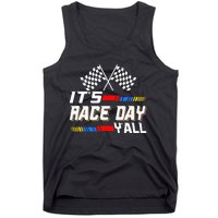 Funny Its Race Day Yall Checkered Flag Racing Track Tank Top