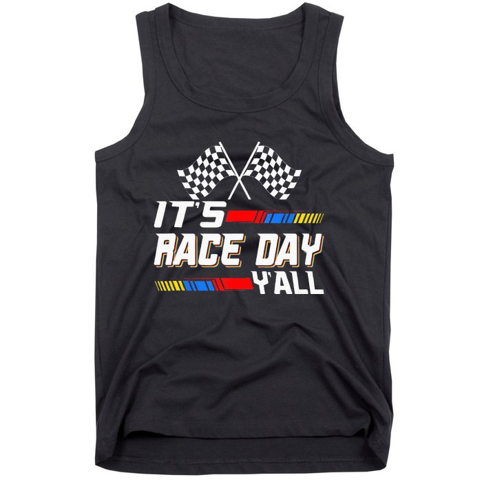 Funny Its Race Day Yall Checkered Flag Racing Track Tank Top