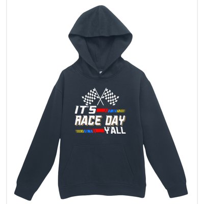 Funny Its Race Day Yall Checkered Flag Racing Track Urban Pullover Hoodie