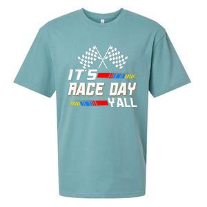 Funny Its Race Day Yall Checkered Flag Racing Track Sueded Cloud Jersey T-Shirt