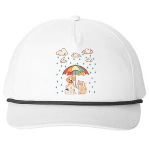 Funny Idiom Raining Cats And Dogs Cute Canine Feline Lover Snapback Five-Panel Rope Hat