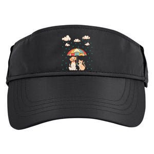 Funny Idiom Raining Cats And Dogs Cute Canine Feline Lover Adult Drive Performance Visor