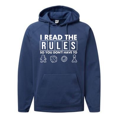 Funny I Read The Rules So You Dont Have To Board Game Gift Performance Fleece Hoodie