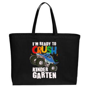 Funny I'm Ready To Crush Kindergarten Shark Monster Truck Cotton Canvas Jumbo Tote