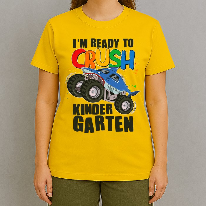 Funny I'm Ready To Crush Kindergarten Shark Monster Truck T-Shirt