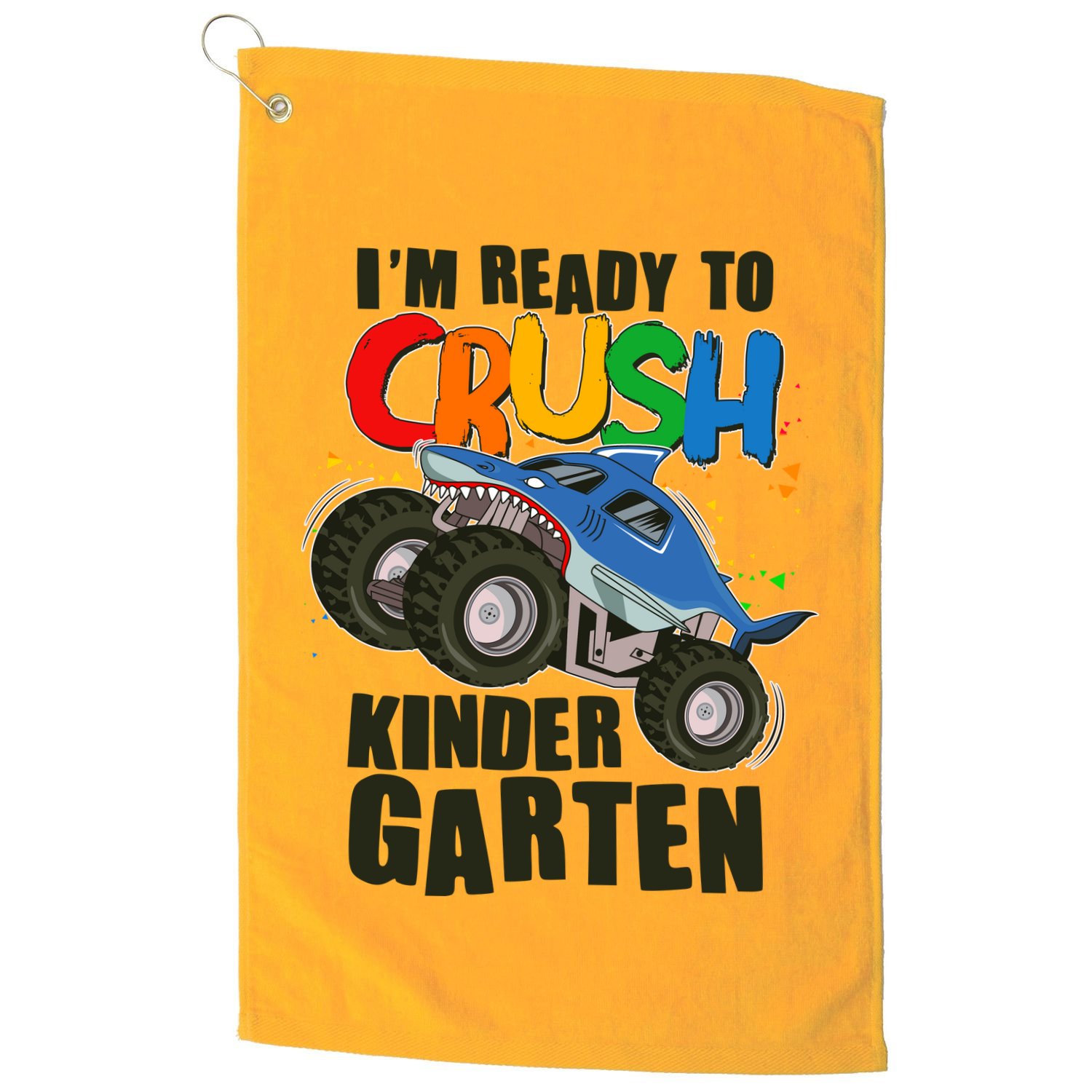 Funny I'm Ready To Crush Kindergarten Shark Monster Truck Golf Towel