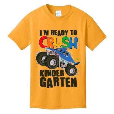 Funny I'm Ready To Crush Kindergarten Shark Monster Truck Kids T-Shirt