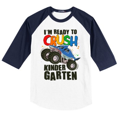 Funny I'm Ready To Crush Kindergarten Shark Monster Truck Baseball Sleeve Shirt