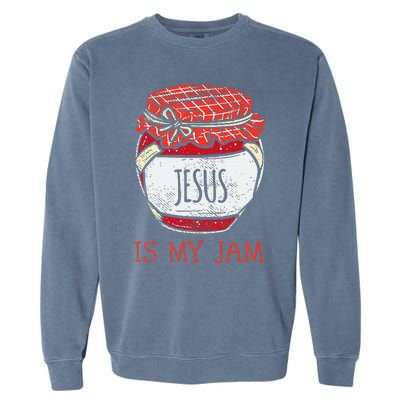 Fun Inspirational Religious Saying Cute Jesus Is My Jam Garment-Dyed Sweatshirt