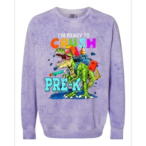 Funny I'm Ready To Crush Prek Dinosaur Back To School Colorblast Crewneck Sweatshirt