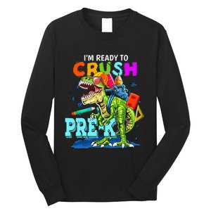 Funny I'm Ready To Crush Prek Dinosaur Back To School Long Sleeve Shirt