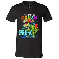 Funny I'm Ready To Crush Prek Dinosaur Back To School V-Neck T-Shirt