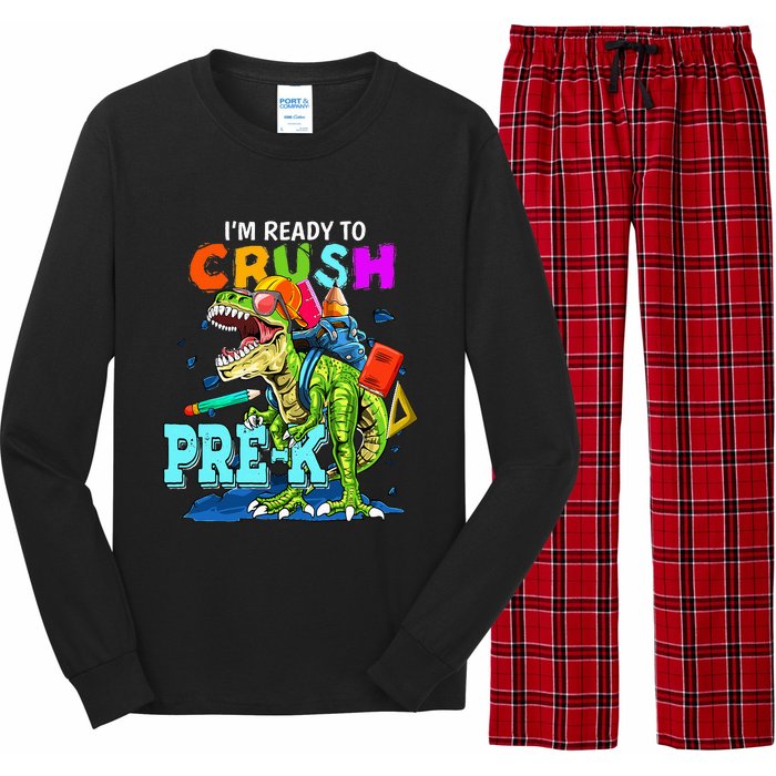 Funny I'm Ready To Crush Prek Dinosaur Back To School Long Sleeve Pajama Set