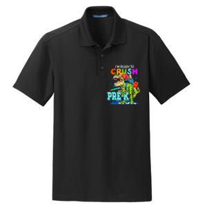 Funny I'm Ready To Crush Prek Dinosaur Back To School Dry Zone Grid Polo