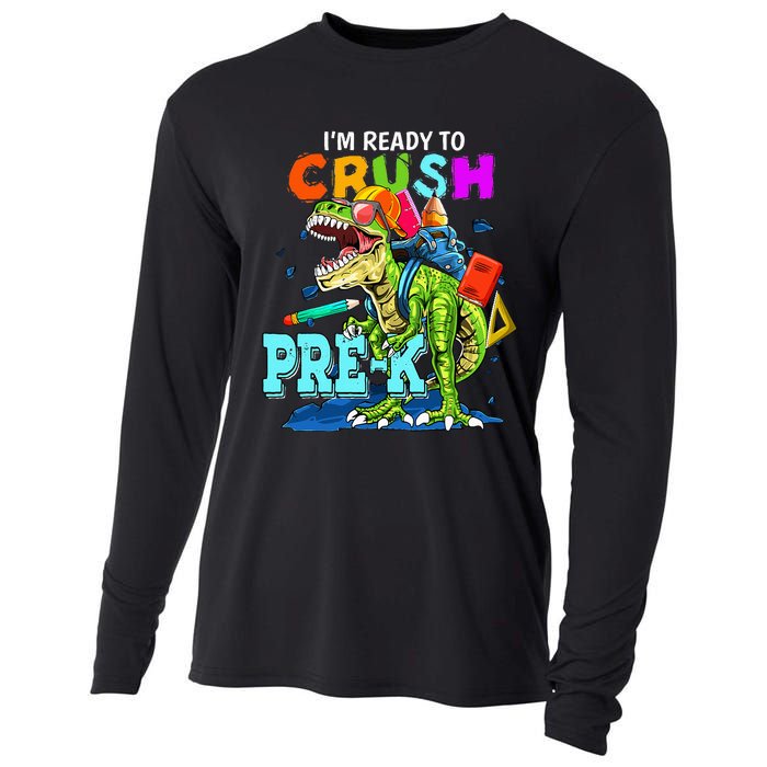 Funny I'm Ready To Crush Prek Dinosaur Back To School Cooling Performance Long Sleeve Crew