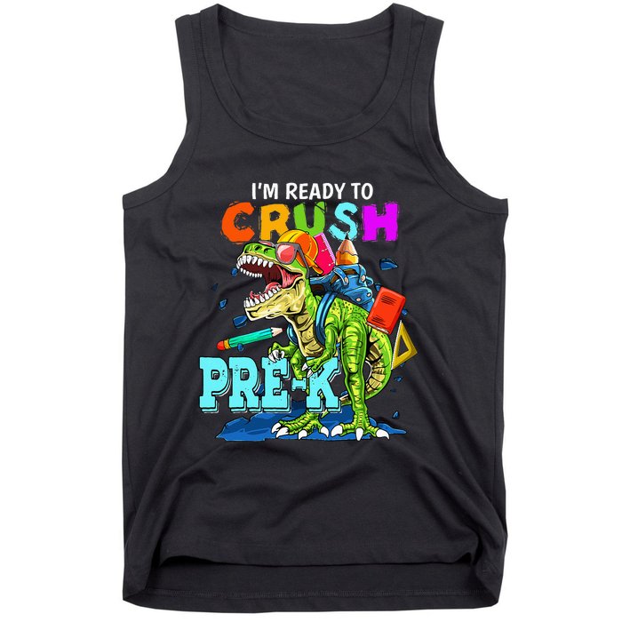 Funny I'm Ready To Crush Prek Dinosaur Back To School Tank Top