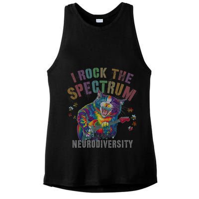 Funny I ROCK THE SPECTRUM Autism Awareness Dad Support Ladies PosiCharge Tri-Blend Wicking Tank
