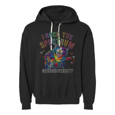 Funny I ROCK THE SPECTRUM Autism Awareness Dad Support Garment-Dyed Fleece Hoodie