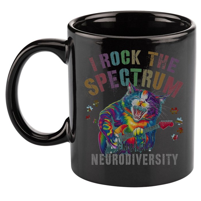 Funny I ROCK THE SPECTRUM Autism Awareness Dad Support 11oz C Handle Ceramic Mug
