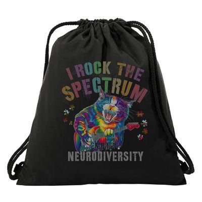 Funny I ROCK THE SPECTRUM Autism Awareness Dad Support Drawstring Bag