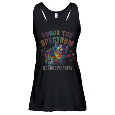 Funny I ROCK THE SPECTRUM Autism Awareness Dad Support Ladies Essential Flowy Tank