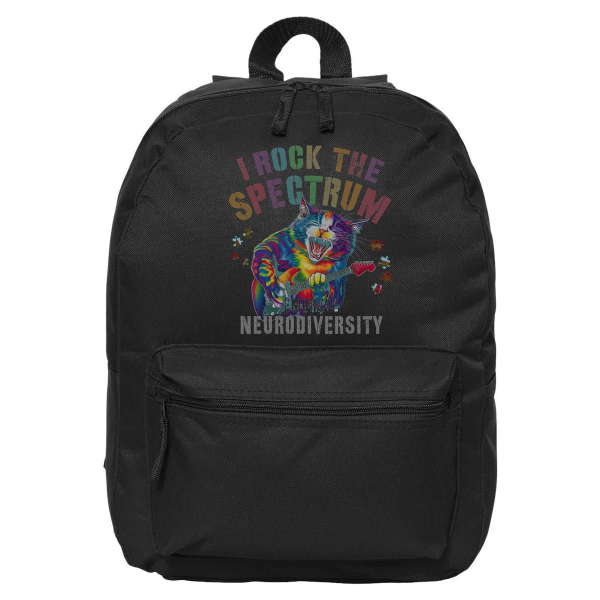 Funny I ROCK THE SPECTRUM Autism Awareness Dad Support 16 in Basic Backpack