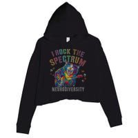 Funny I ROCK THE SPECTRUM Autism Awareness Dad Support Crop Fleece Hoodie