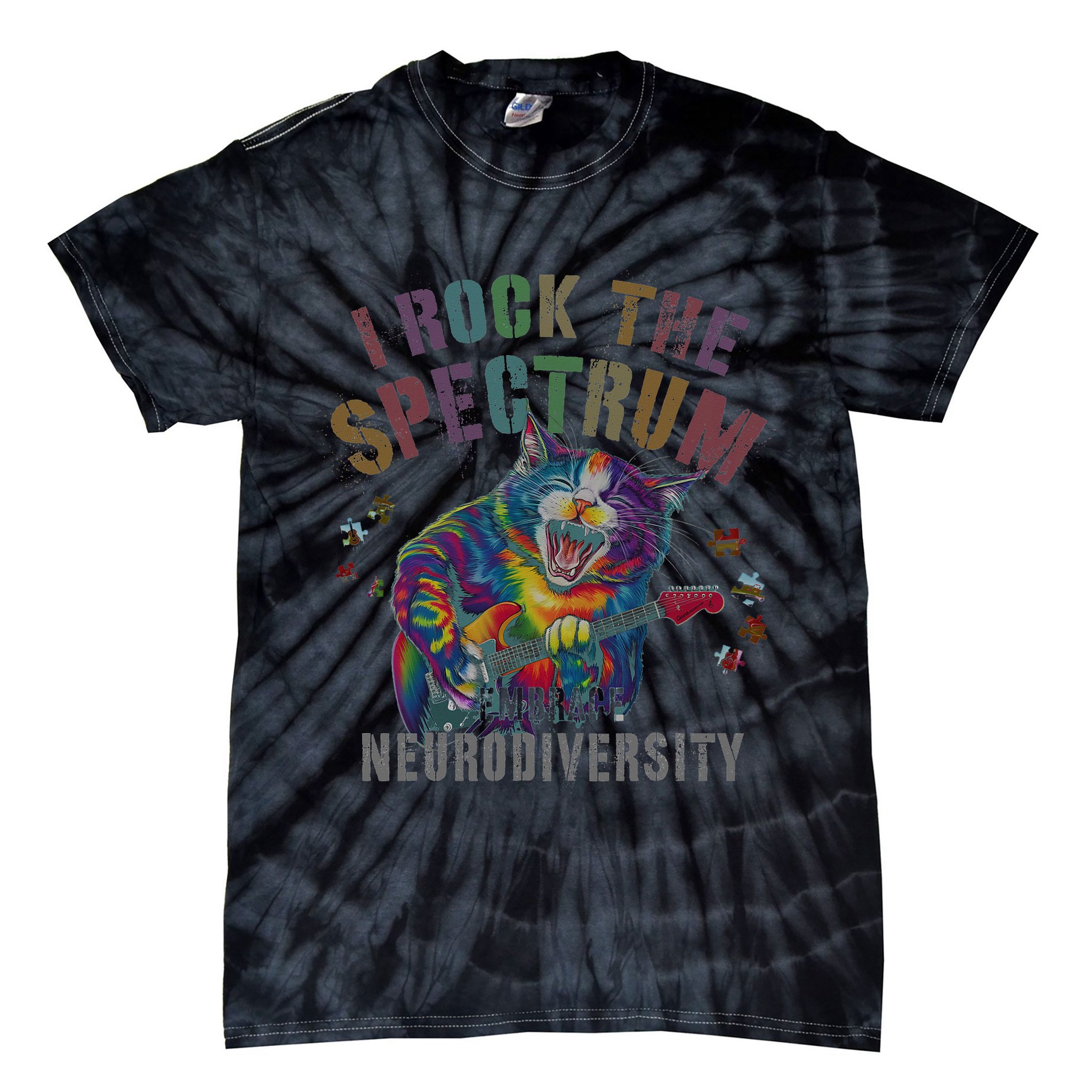 Funny I ROCK THE SPECTRUM Autism Awareness Dad Support Tie-Dye T-Shirt