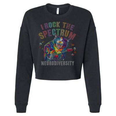 Funny I ROCK THE SPECTRUM Autism Awareness Dad Support Cropped Pullover Crew